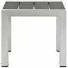 Modway Shore Sunbrella® Fabric Outdoor Patio Aluminum 3 Piece Set - Silver Gray - Table in Front Angle - Modway Shore Sunbrella® Fabric Outdoor Patio Aluminum 3 Piece Set - Silver Gray - Table in Front Angle