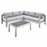 Modway Shore Sunbrella® Fabric Outdoor Patio Aluminum 4 Piece Sectional Sofa Set - Silver Gray - Set in Front Angle