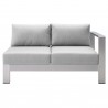 Modway Shore Sunbrella® Fabric Outdoor Patio Aluminum 4 Piece Sectional Sofa Set - Silver Gray - Left-Arm Loveseat in Front Angle