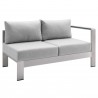 Modway Shore Sunbrella® Fabric Outdoor Patio Aluminum 6 Piece Sectional Sofa Set - Silver Gray - Right Armchair in Front Side Angle