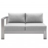 Modway Shore Sunbrella® Fabric Outdoor Patio Aluminum 6 Piece Sectional Sofa Set - Silver Gray - Left Armchair in Front Angle