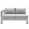 Modway Shore Sunbrella® Fabric Outdoor Patio Aluminum 9 Piece Sectional Sofa Set - Silver Gray - Left-Arm Loveseat in Front Side Angle
