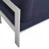 Modway Shore Sunbrella® Fabric Outdoor Patio Aluminum 9 Piece Sectional Sofa Set - Silver Navy - Seat Closeup Base Angle