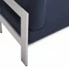 Modway Shore Sunbrella® Fabric Outdoor Patio Aluminum 9 Piece Sectional Sofa Set - Silver Navy - Seat Closeup Base Angle - Modway Shore Sunbrella® Fabric Outdoor Patio Aluminum 9 Piece Sectional Sofa Set - Silver Navy - Seat Closeup Base Angle