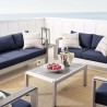 Modway Shore Sunbrella® Fabric Outdoor Patio Aluminum 7 Piece Set - Silver Navy - Lifestyle