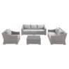 Modway Conway Sunbrella® Outdoor Patio Wicker Rattan 4-Piece Furniture Set in Light Gray Gray - Set in Front Angle