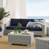 Modway Conway Sunbrella® Outdoor Patio Wicker Rattan 4-Piece Furniture Set in Light Gray Navy - Lifestyle