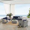 Modway Conway Sunbrella® Outdoor Patio Wicker Rattan 4-Piece Furniture Set in Light Gray Navy - Lifestyle