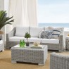 Modway Conway Sunbrella® Outdoor Patio Wicker Rattan 4-Piece Furniture Set - Light Gray White - Lifestyle