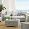 Modway Conway Sunbrella® Outdoor Patio Wicker Rattan 4-Piece Furniture Set - Light Gray White - Lifestyle - Modway Conway Sunbrella® Outdoor Patio Wicker Rattan 4-Piece Furniture Set - Light Gray White - Lifestyle