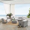 Modway Conway Sunbrella® Outdoor Patio Wicker Rattan 4-Piece Furniture Set - Light Gray White - Lifestyle