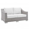Modway Conway Sunbrella® Outdoor Patio Wicker Rattan 4-Piece Furniture Set - Light Gray White - Loveseat in Front Side Angle