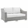 Modway Conway Sunbrella® Outdoor Patio Wicker Rattan 4-Piece Furniture Set - Light Gray White - Loveseat in Front Side Angle - Modway Conway Sunbrella® Outdoor Patio Wicker Rattan 4-Piece Furniture Set - Light Gray White - Loveseat in Front Side Angle