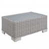 Modway Conway Sunbrella® Outdoor Patio Wicker Rattan 4-Piece Furniture Set - Light Gray White - Table in Front Side Angle