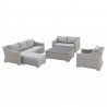 Modway Conway Sunbrella® Outdoor Patio Wicker Rattan 5-Piece Furniture Set - Light Gray Gray - Set in Front Side Angle