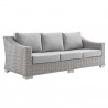 Modway Conway Sunbrella® Outdoor Patio Wicker Rattan 5-Piece Furniture Set - Light Gray Gray - Sofa in Front Side Angle