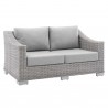 Modway Conway Sunbrella® Outdoor Patio Wicker Rattan 5-Piece Furniture Set - Light Gray Gray - Loveseat in Front Side Angle