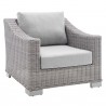 Modway Conway Sunbrella® Outdoor Patio Wicker Rattan 5-Piece Furniture Set - Light Gray Gray - Armchair in Front Side Angle