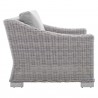 Modway Conway Sunbrella® Outdoor Patio Wicker Rattan 5-Piece Furniture Set - Light Gray Gray - Armchair in Side Angle