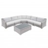 Modway Conway Sunbrella® Outdoor Patio Wicker Rattan 6-Piece Sectional Sofa Set - Light Gray White - Set in Front Angle