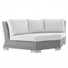 Modway Conway Sunbrella® Outdoor Patio Wicker Rattan 6-Piece Sectional Sofa Set - Light Gray White - Corner Chair in Front Side Angle