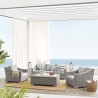 Modway Conway Sunbrella® Outdoor Patio Wicker Rattan 4-Piece Furniture Set in Light Gray Gray - Lifestyle