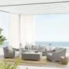Modway Conway Sunbrella® Outdoor Patio Wicker Rattan 4-Piece Furniture Set in Light Gray Gray - Lifestyle - Modway Conway Sunbrella® Outdoor Patio Wicker Rattan 4-Piece Furniture Set in Light Gray Gray - Lifestyle