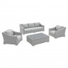 Modway Conway Sunbrella® Outdoor Patio Wicker Rattan 4-Piece Furniture Set in Light Gray Gray - Set in Front Angle