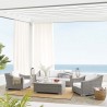 Modway Conway Sunbrella® Outdoor Patio Wicker Rattan 4-Piece Furniture Set - Light Gray White - Lifestyle