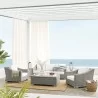 Modway Conway Sunbrella® Outdoor Patio Wicker Rattan 4-Piece Furniture Set - Light Gray White - Lifestyle - Modway Conway Sunbrella® Outdoor Patio Wicker Rattan 4-Piece Furniture Set - Light Gray White - Lifestyle