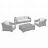 Modway Conway Sunbrella® Outdoor Patio Wicker Rattan 4-Piece Furniture Set - Light Gray White - Set in Front Side Angle