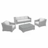 Modway Conway Sunbrella® Outdoor Patio Wicker Rattan 4-Piece Furniture Set - Light Gray White - Set in Front Side Angle - Modway Conway Sunbrella® Outdoor Patio Wicker Rattan 4-Piece Furniture Set - Light Gray White - Set in Front Side Angle