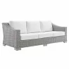 Modway Conway Sunbrella® Outdoor Patio Wicker Rattan 4-Piece Furniture Set - Light Gray White - Sofa in Front Side Angle - Modway Conway Sunbrella® Outdoor Patio Wicker Rattan 4-Piece Furniture Set - Light Gray White - Sofa in Front Side Angle