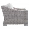 Modway Conway Sunbrella® Outdoor Patio Wicker Rattan 4-Piece Furniture Set - Light Gray White - Armchair in Side Angle