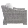 Modway Conway Sunbrella® Outdoor Patio Wicker Rattan 4-Piece Furniture Set - Light Gray White - Armchair in Side Angle - Modway Conway Sunbrella® Outdoor Patio Wicker Rattan 4-Piece Furniture Set - Light Gray White - Armchair in Side Angle
