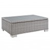 Modway Conway Sunbrella® Outdoor Patio Wicker Rattan 4-Piece Furniture Set - Light Gray White - Table in Front Side Angle