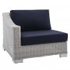 Modway Conway Sunbrella® Outdoor Patio Wicker Rattan 9-Piece Sectional Sofa Set - Light Gray Navy - Left-Arm Chair in Front Side Angle