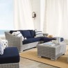 Modway Conway Sunbrella® Outdoor Patio Wicker Rattan 5-Piece Furniture Set - Light Gray Navy - Lifestyle