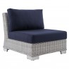 Modway Conway Sunbrella® Outdoor Patio Wicker Rattan 5-Piece Furniture Set - Light Gray Navy - Armless Chair in Front Side Angle