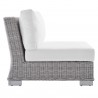 Modway Conway Sunbrella® Outdoor Patio Wicker Rattan 5-Piece Furniture Set - Light Gray White - Armless Chair in Side Angle