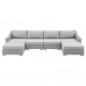 Modway Conway Sunbrella® Outdoor Patio Wicker Rattan 6-Piece Furniture Set - Light Gray Gray - Set in Front Angle