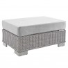 Modway Conway Sunbrella® Outdoor Patio Wicker Rattan 6-Piece Furniture Set - Light Gray Gray - Ottoman in Front Side Angle