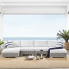 Modway Conway Sunbrella® Outdoor Patio Wicker Rattan 6-Piece Furniture Set - Light Gray White - Lifestyle