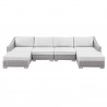 Modway Conway Sunbrella® Outdoor Patio Wicker Rattan 6-Piece Furniture Set - Light Gray White - Set in Front Angle