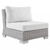 Modway Conway Sunbrella® Outdoor Patio Wicker Rattan 6-Piece Furniture Set - Light Gray White - Armless Chair in Front Side Angle