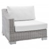 Modway Conway Sunbrella® Outdoor Patio Wicker Rattan 6-Piece Furniture Set - Light Gray White - Left ArmChair in Front Side Angle