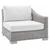 Modway Conway Sunbrella® Outdoor Patio Wicker Rattan 6-Piece Furniture Set - Light Gray White - Right ArmChair in Front Side Angle