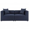 Modway Saybrook Outdoor Patio Upholstered 2-Piece Sectional Sofa Loveseat - Navy - Set in Front Angle