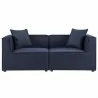 Modway Saybrook Outdoor Patio Upholstered 2-Piece Sectional Sofa Loveseat - Navy - Set in Front Angle - Modway Saybrook Outdoor Patio Upholstered 2-Piece Sectional Sofa Loveseat - Navy - Set in Front Angle