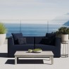 Modway Saybrook Outdoor Patio Upholstered 2-Piece Sectional Sofa Loveseat - Navy - Lifesttyle